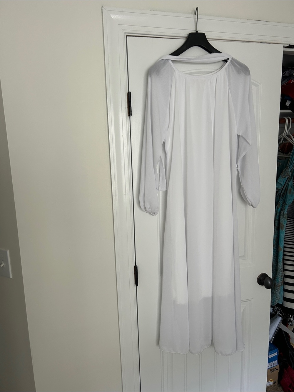 Women's White Maxi Dress with Long Sleeves